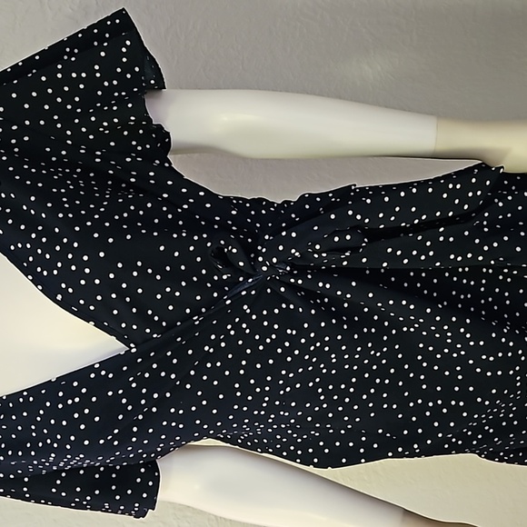 RELIPOP Polka Dot Ruffle Flounce Wrap Dress Large - Picture 6 of 10